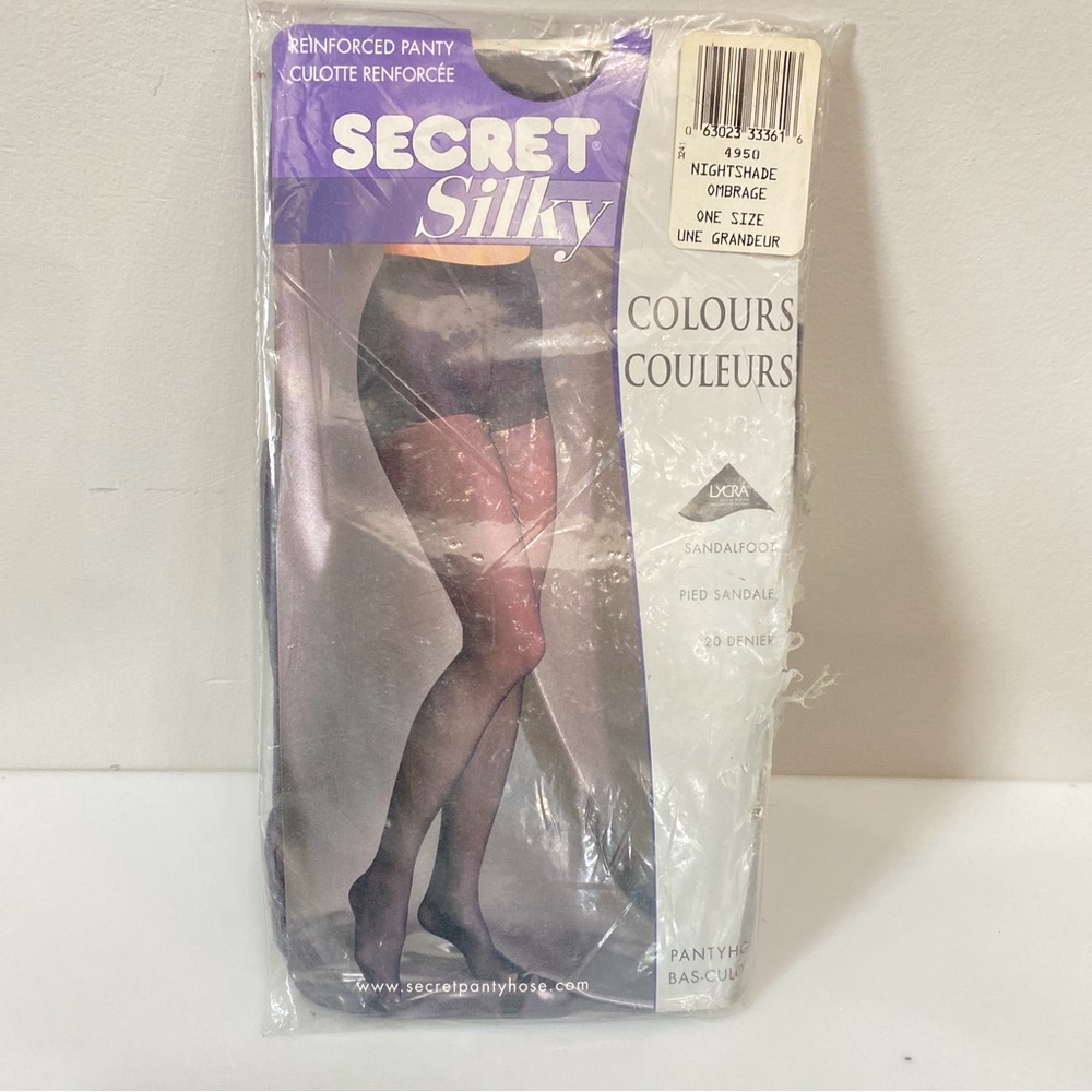 Secret Silky Reinforced Pantyhose Nightshade One Size New Old Stock. - Picture 1 of 3